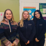 ABE Ireland teacher Clare Collins with students Aimee and Caitlin (left to right).