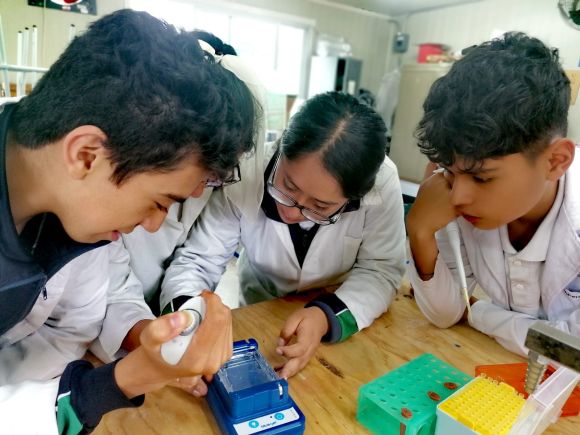 Students in biotech classroom