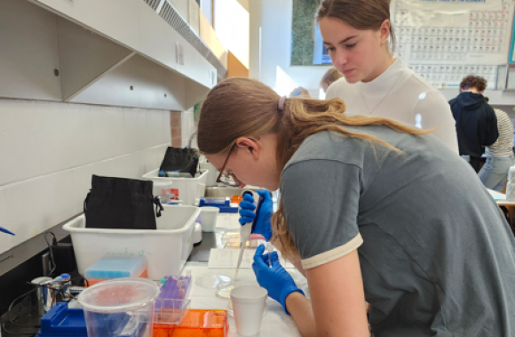 Students in lab working on ABE